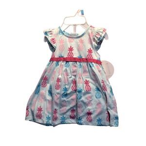 Koala baby pink/blue pineapple print sundress, 3-6 months.